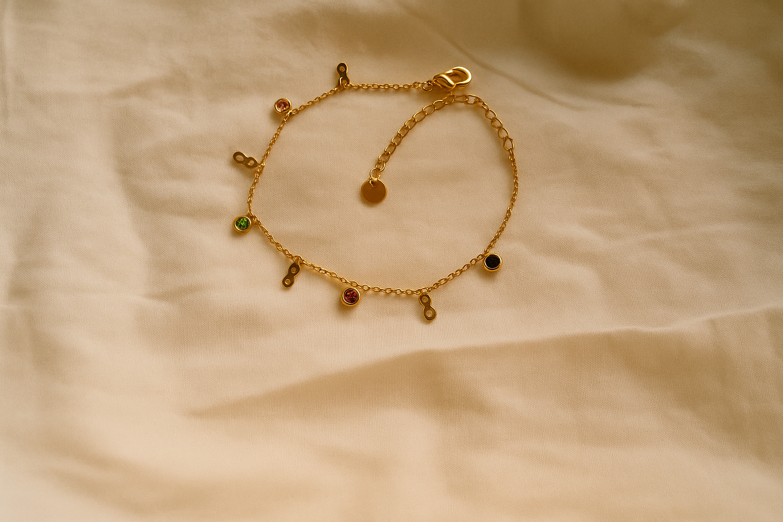 anti tarnish Gold bracelet with small charms