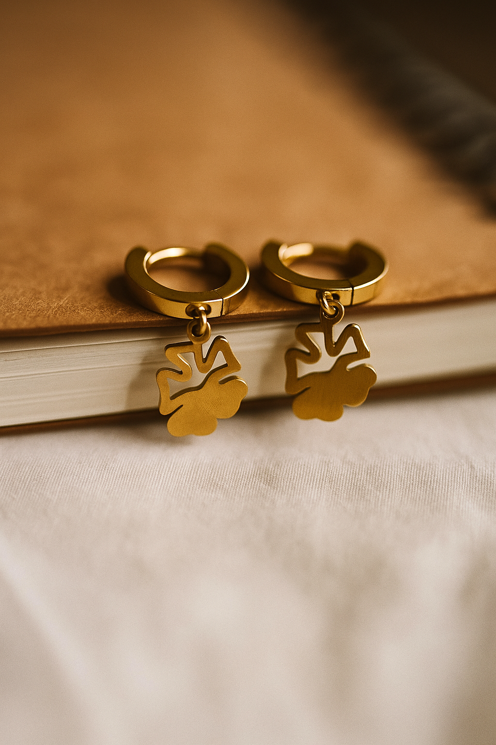 Golden Monstera anti tarnish earrings