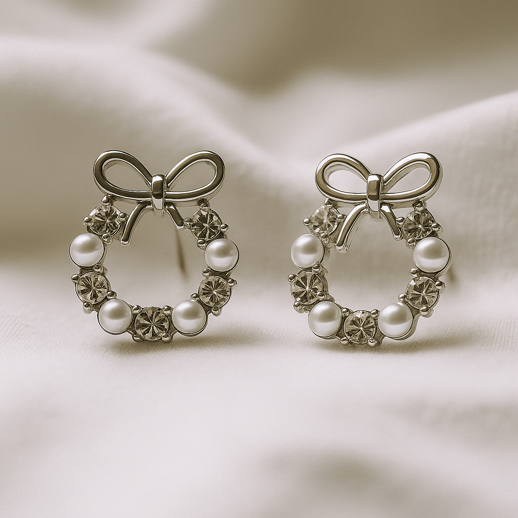 Pearl Whimsy Bows Earrings cheap long lasting jewelry